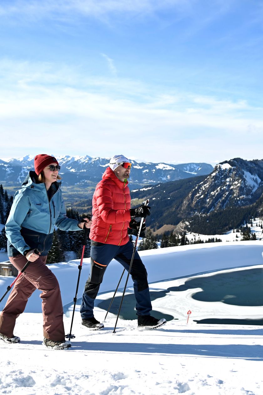 Panoramaaussicht beim Winterwandern Richtung Wiedhagalpe.